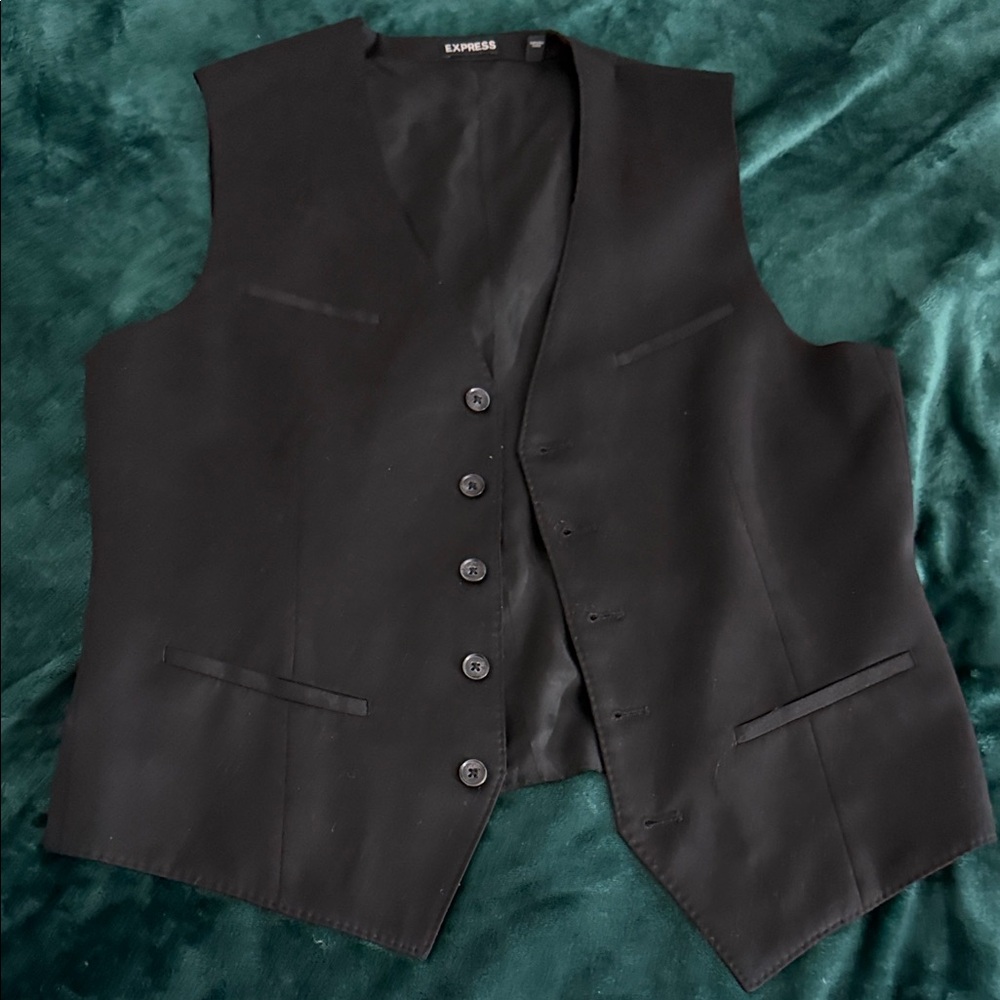 Express Sleek Black Buttoned Vest